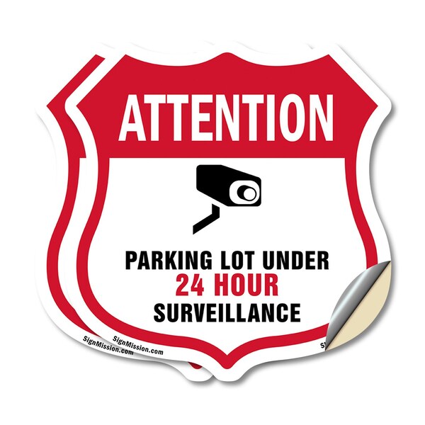Signmission Video Surveillance Shield Sign Attention, 4 inch X 4 inch, Vinyl Decal, 2PK SHI-D-2PACK-4-469 - main