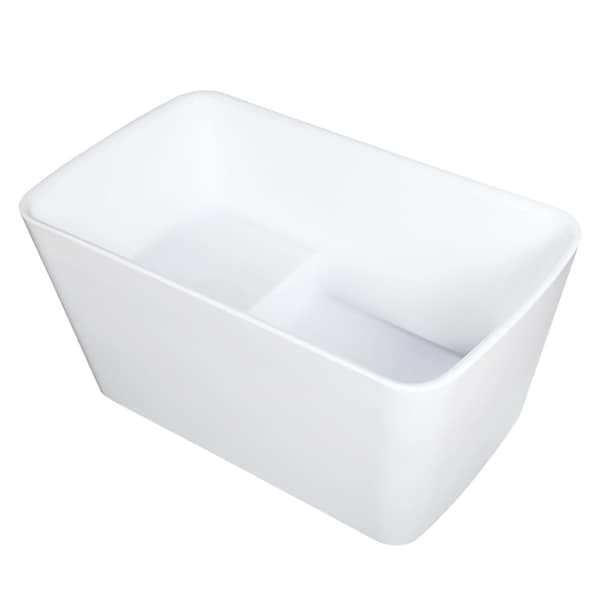 Kingston Brass 51" Acrylic Rectangular Double Ended Freestanding Tub with Drain and Integrated Seat, Glossy White VTSQ513226S - main
