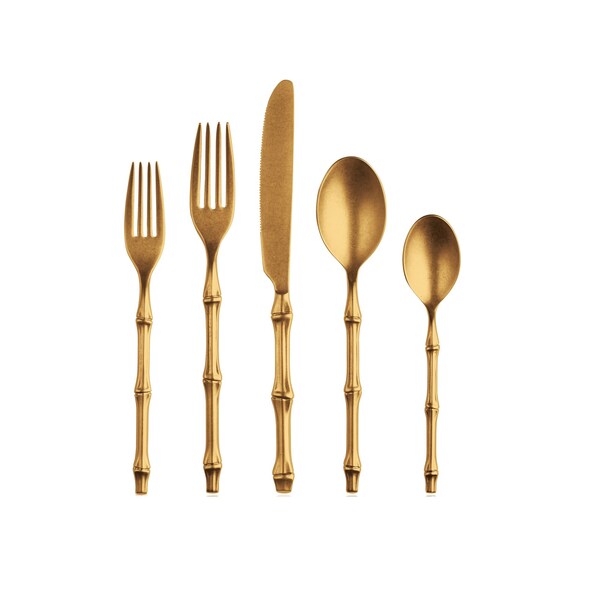 Mepra Bali Flatware Set - 5 Pieces - Pewter Gold 101522005PO - main