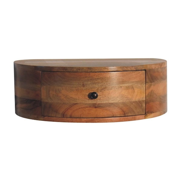 Homeroots 7" Brown Solid Wood Round One Drawer Nightstand 651811 - main