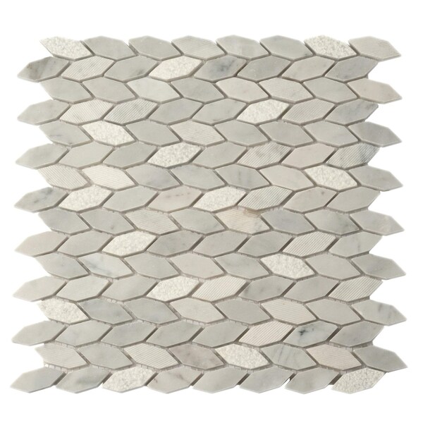 Apollo Tile Gray 12x12 Bianco Carrara Marble Polished Floor and Wall Mosaic Tile 4.92 sqft/case, 5PK APLBL8808CAA - main