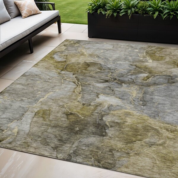 Homeroots 5' X 8' Taupe Brown And Gray Abstract Washable Indoor Outdoor Area Rug 581780 - main