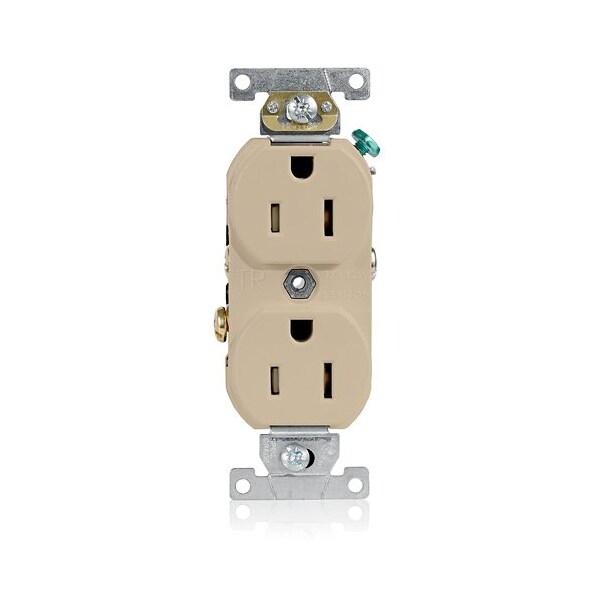 Leviton Plugs&Rcptcls, 15A, 125VAC, Ivory, Thrmplstc TCR15-I - main