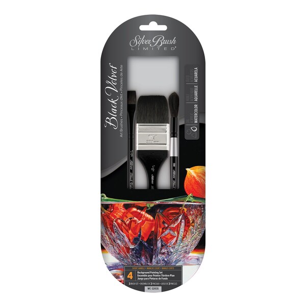 Silver Brush Black Velvet BEST Background Watercolor Brushes, 3-Piece Set WC-3203S - main