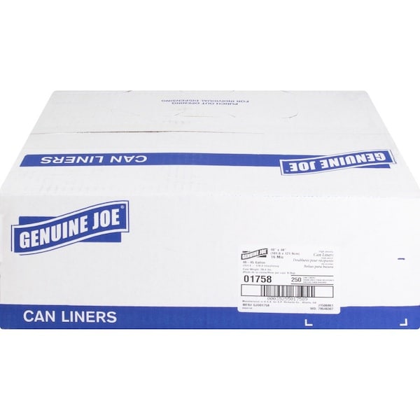 Genuine Joe 45 gal Large, 0.63 mil (16 Micron), Clear, 250 PK GJO01758 - main