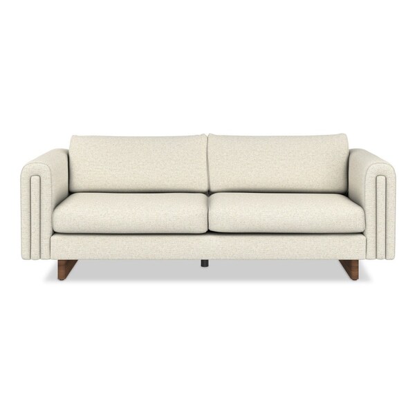 Homeroots 84" Ivory Fabric Sofa With Walnut Legs 641137 - main