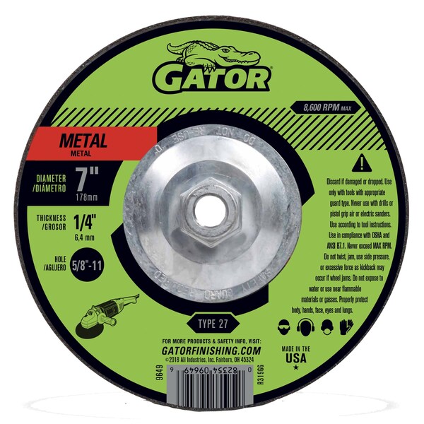 Gator Finishing 7 in. X 1/4 in. X 5/8 in. Metal Cut-Off Wheel, Type 27 9649 - main