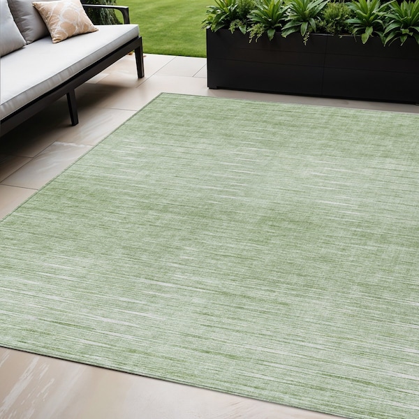 Homeroots 5' X 8' Artichoke Green And Green Abstract Washable Indoor Outdoor Area Rug 587387 - main