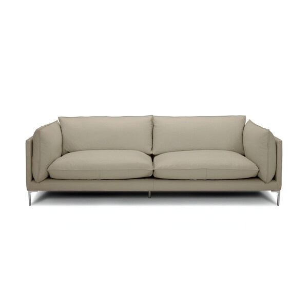 Homeroots 96" Taupe Leather Sofa With Silver Legs 488836 - main