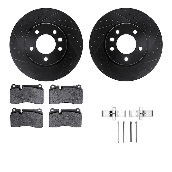 Dynamic Friction Co DFC Rotors-Drilled & Slotted-Black w/ EURO 5000 Ceramic Brake Pads Incl Hdw 8612-74049 - main