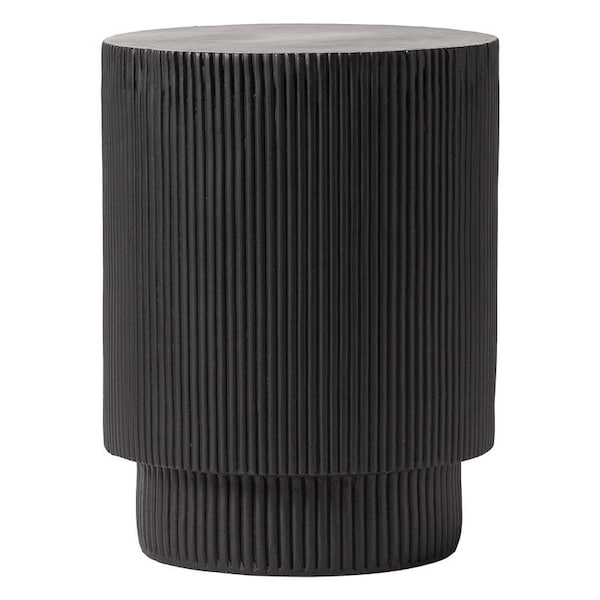 Leisuremod Eden 14 in Round Stone Side Table, Weatherproof Pedestal Base, Fully Assembled EST14BL - main