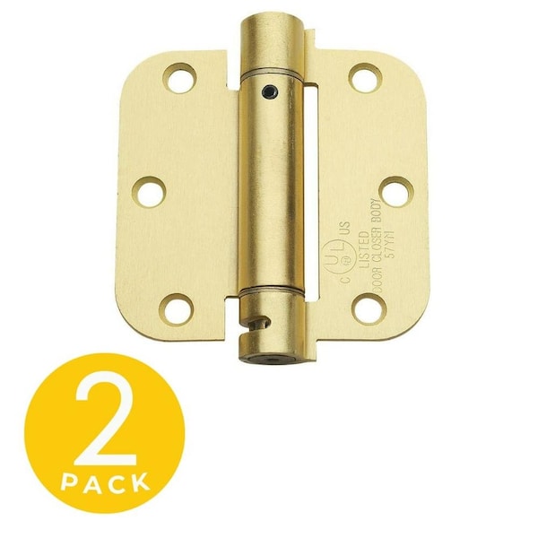 Global Door Controls 3.5 in. x 3.5 in. Spring Full Mortise 5/8 in. Radius Door Hinge with Fixed Pin - Pack of 2 CPS3535-R-US4-M - main