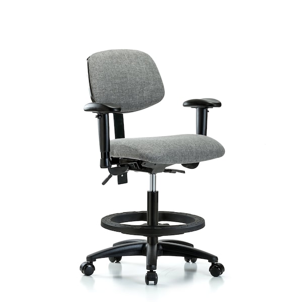 Blue Ridge Ergonomics Chair, Fab, Med Bench, Tilt AA BF Cast, Gry, 6-Way Adjustable, 22" to 29" Height, Gray BR-FMBCH-RG-T1-A1-BF-RC-F44 - main