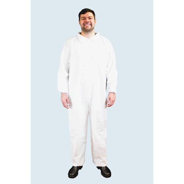Action Jps Microporous Coverall, Zipper Front, Size 5X, Open Wrists & Ankles, White, 25PK MP400-5X - main