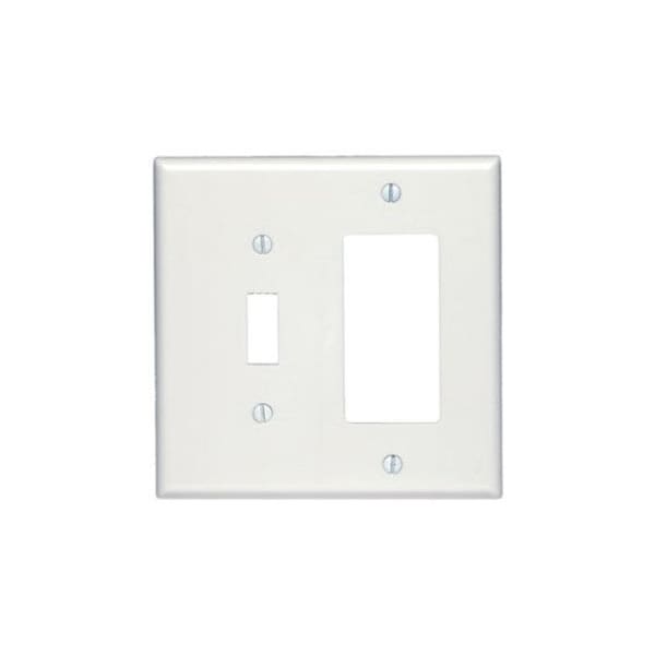 Leviton Combination Wallplate, Midway Size, Gang 2, White 80605-W - main
