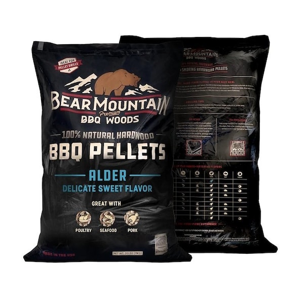 Bear Mountain BBQ Pellet, Alder, 20 in L, Hardwood, 20 lb Bag FK11 - main
