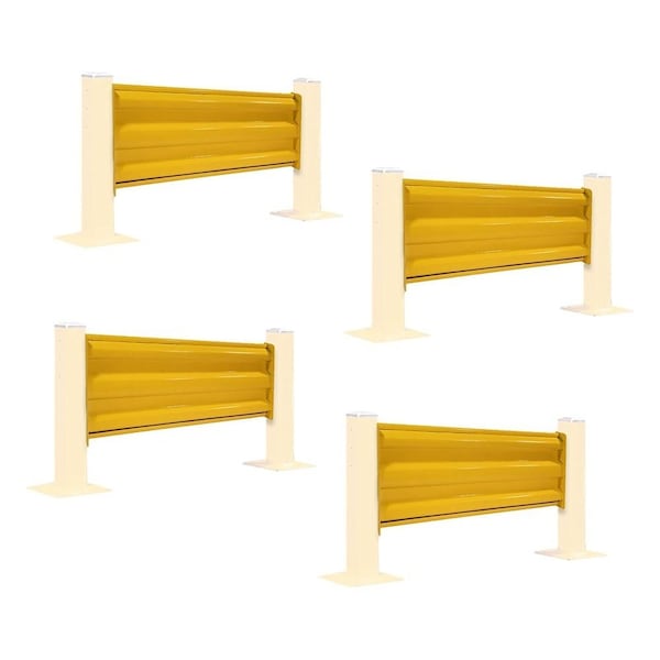 Mytee Products 4ft x 15in Bolt-On Steel 3-Rib Guard Rails 12,000 lbs - Yellow, 4PK GR3R-04x4 - main