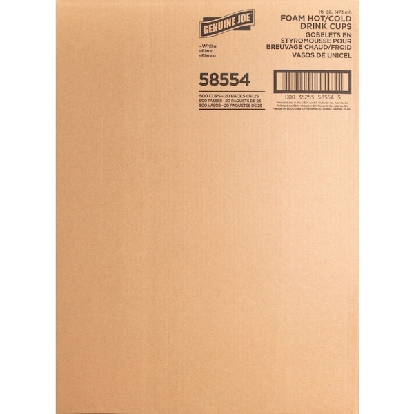 Genuine Joe Hot/Cold Foam Cups16OzWht, PK500 GJO58554 - main