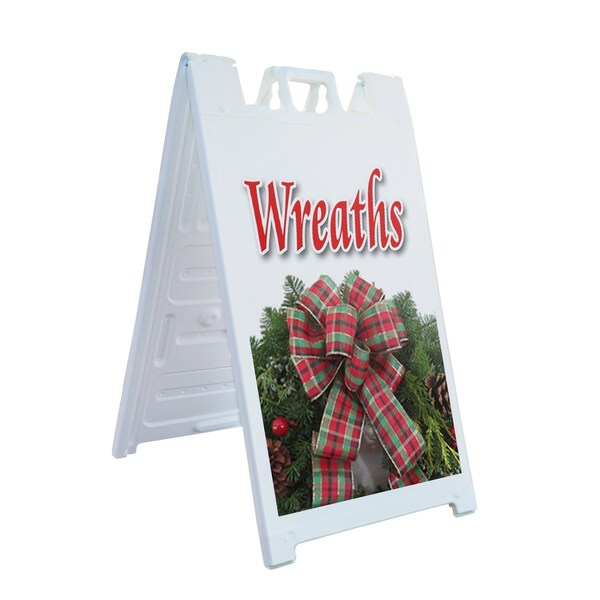 Signmission Wreaths, A-Frame & 2 Decals Installed, Heavy-Duty Plastic Frame SBHD-D-2436-Wreaths - main