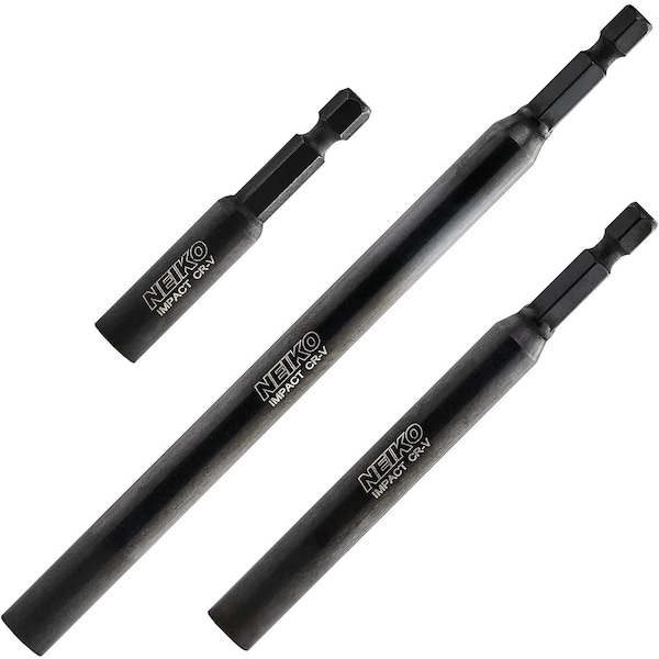 Neiko Magnetic Bit Holder Set | 3 Pieces - 2-3/8, 4, and 6| Premium Cr-V Steel | 0.25 in Hex Shank Design 11403A - main