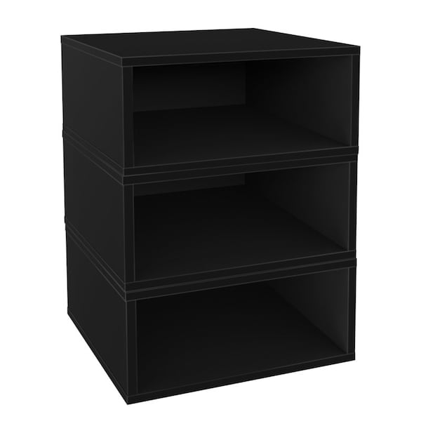 Regency Niche Cubo Half Size Wood Stackable Storage Bookcase Shelf Organizer Cube- Ebony Black, 3PK NCBO73PKEB - main