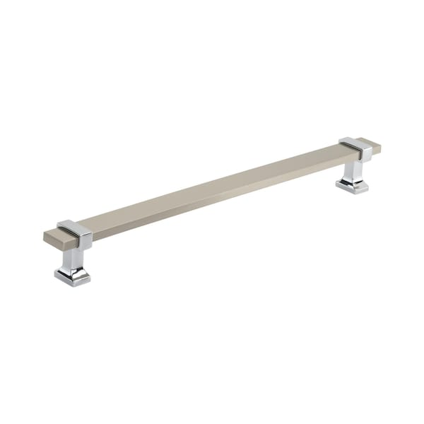 Amerock Overton 8-13/16 in 224 mm Center-to-Center Satin Nickel/Polished Chrome Cabinet Pull BP36684G1026 - main