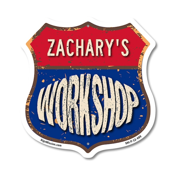 Signmission Zachary's Workshop, 12 Inch X 12 Inch, Plastic Sign SHI-P-12-489-ZACHARY - main