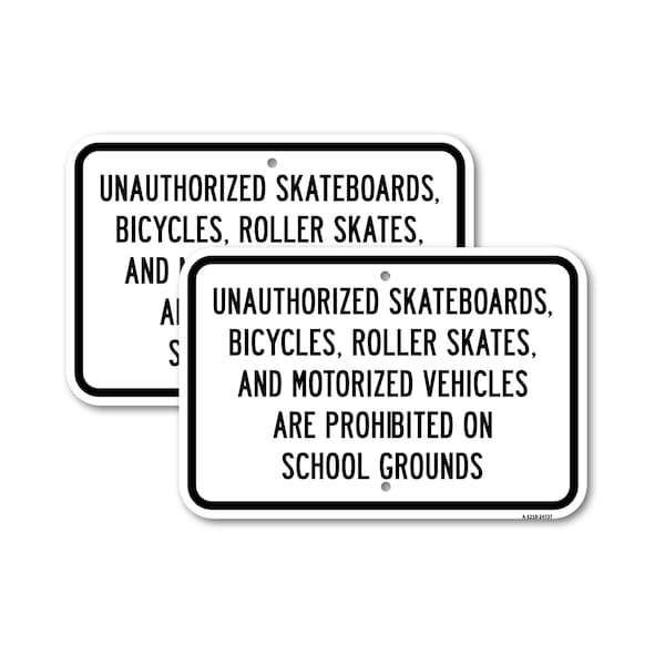 Signmission Skateboards Bikes Roller Skates & Vehicles Prohibi, 12'' X 18'' 2 Signs, Heavy Gauge Aluminum, 2PK A-1218-2PACK-24737 - main