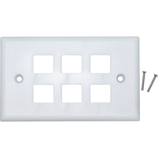 Cable Wholesale 6 Port Keystone Wall Plate, Single Gang - White 301-6K-W - main