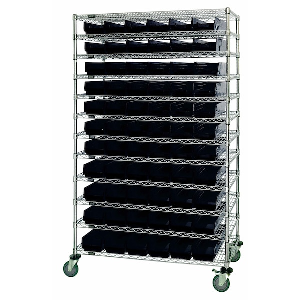 Quantum Storage Systems WIRE SHELVING UNIT W/88 BLACK BINS WR74-2460-88106BK - main