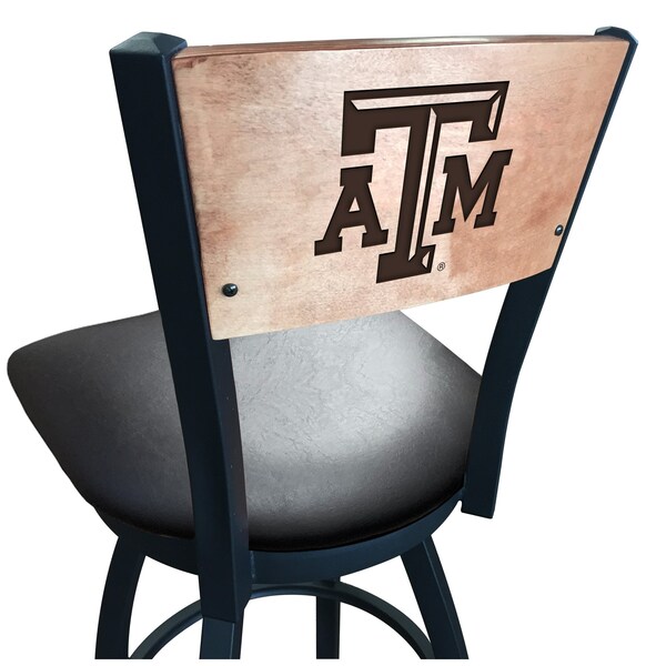 Holland Bar Stool Co 30" Blk Wrinkle Texas A&M Swivel Bar Stool, Laser Engraved Back L03830BWMedMplATexA-MBlkVinyl - main
