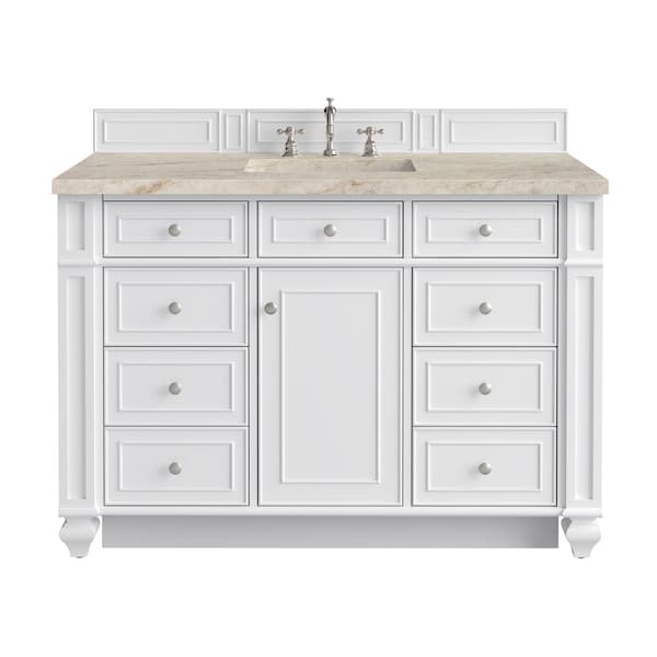 James Martin Vanities Bristol 48" Single Vanity, Bright White, w/ 3 CM Tajnar Eclos Top 157-V48-BW-3TJR - main