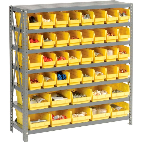 Global Industrial Steel Shelving - Total 42 4"H Plastic Shelf Bins Yellow, 36x18x39-7 Shelves 603437YL - main