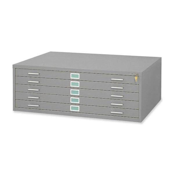 Safco Flat File Cabinet, Gray, 5 Drawers 4998GRR - main