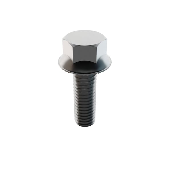 Zoro Select Not Graded, 3/8"-16 Serrated Flange Bolt, Plain Stainless Steel, 1 1/4 in L, 25 PK 1-SFH-37C-125 - main
