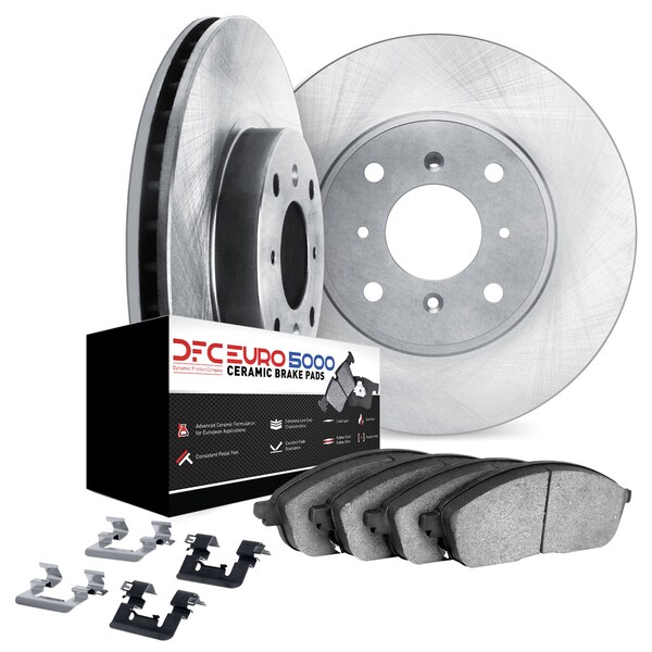 Dynamic Friction Co DFC Rotors with EURO 5000 Ceramic Brake Pads includes Hardware 6612-76003 - main