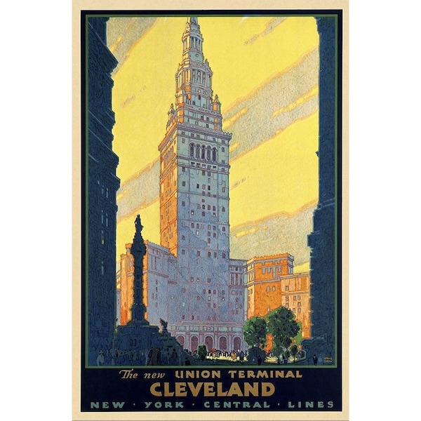 Homeroots Cleveland Union Terminal Vintage Travel Unframed Print Wall Art 394275 - main