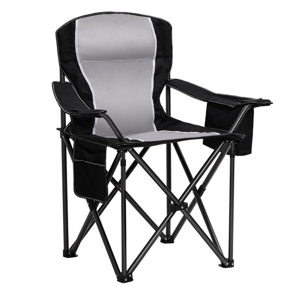 Wrightmaster 39.5" x 25"x 39.5"Steel Frame Folding Camping Chair Weight Capacity 450 lbs and Cooler Bags, Black ZR-01BK - main