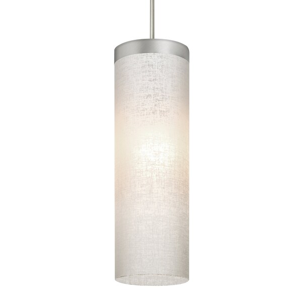 Besa Lighting Friz Cord Pendant, White Linen, Satin Nickel Finish, 1x75W Incandescent 1JT-FRIZLN-SN - main