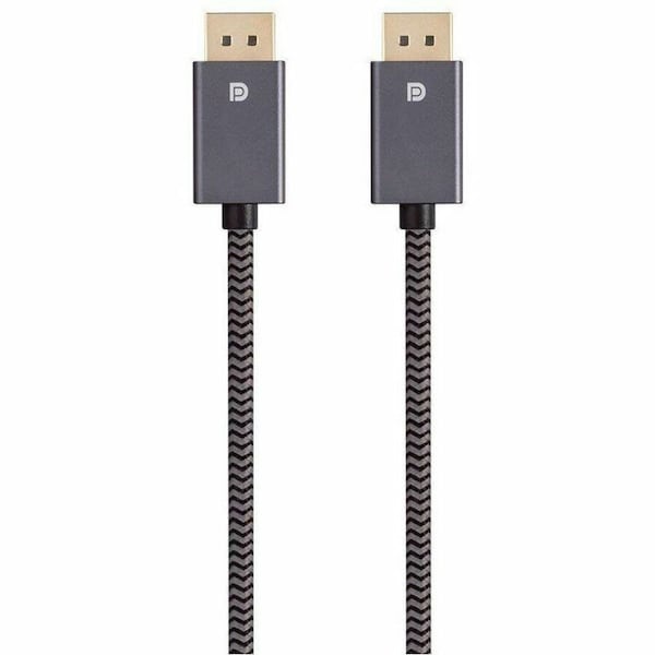 Monoprice DISPLAYPORT 1.4 EASYPLUG NYLON BRAIDED CABLE, 3FT, GRAY 40782 - main