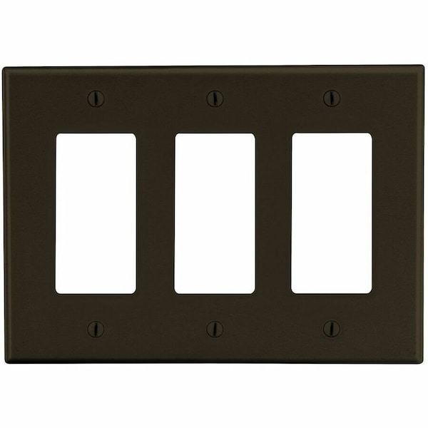 Hubbell Wiring Device-Kellems Rocker Wall Plate, Number of Gangs: 3 Plastic, Satin Finish, Brown P263 - main