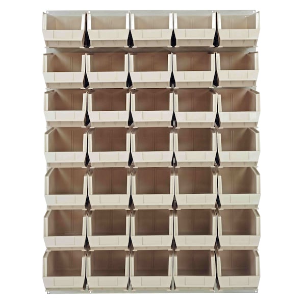 Quantum Storage Systems 48X61 HC LOUVERED PANEL W/35 BINS IVORY QLP-4861HC-240-35IV - main