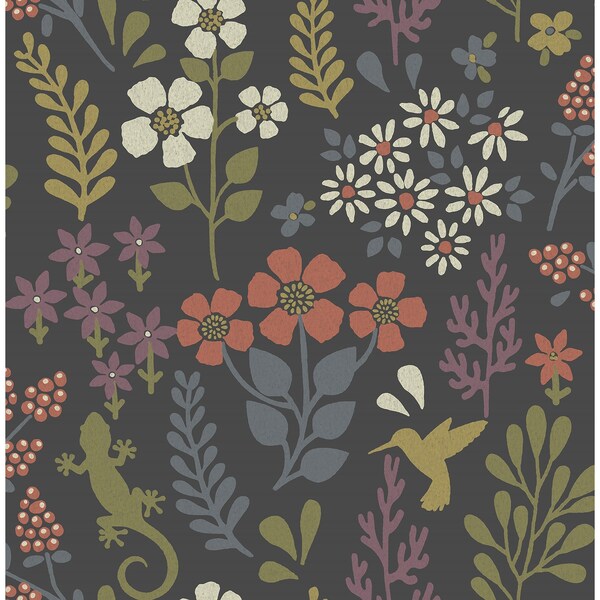 Advantage Karina Charcoal Meadow Wallpaper 2980-26170 - main