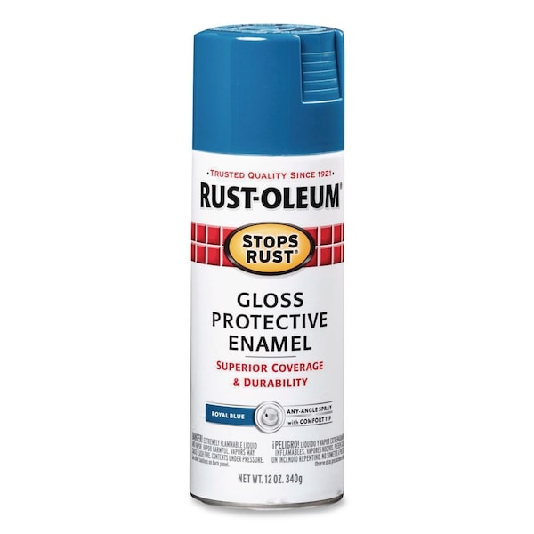 Rust-Oleum Stops Rust Spray Paint, Gloss Blue, 12 oz Aerosol Can, 6PK 7727830 - main