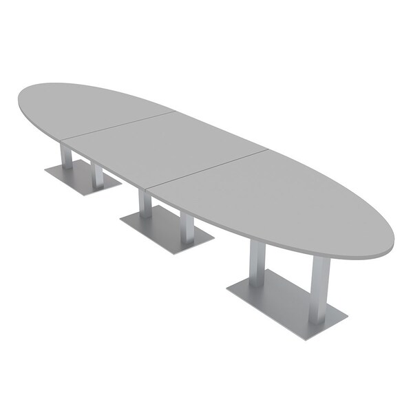 Skutchi Designs Oval Conference Table With Power Unit, 48 in W, 192 in L, Grey HAR-OVL-48X192-DOU-U779-NA - main