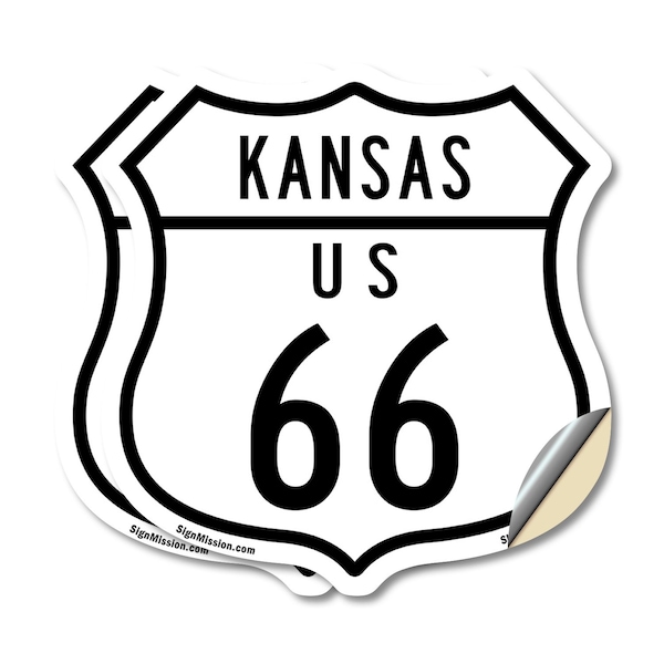 Signmission Kansas Route Marker Shield Sign Us 66, 4 inch X 4 inch, Vinyl Decal, 2PK SHI-D-2PACK-4-384 - main