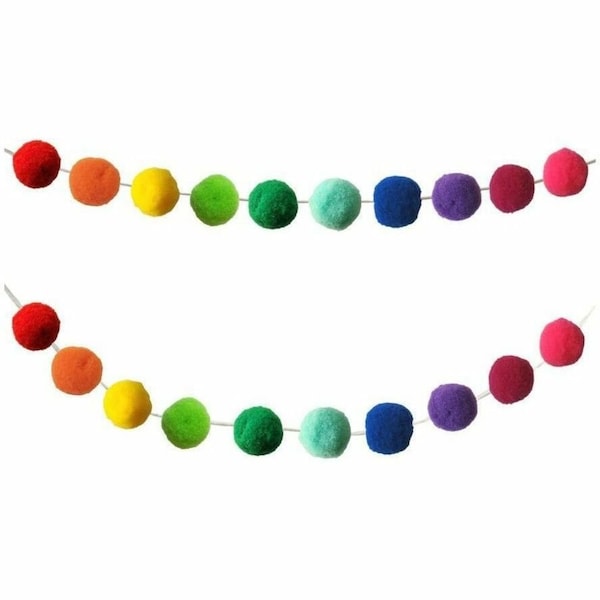 Carson Dellosa Rainbow Pom-Pom Garland, 6PK 107008 - main