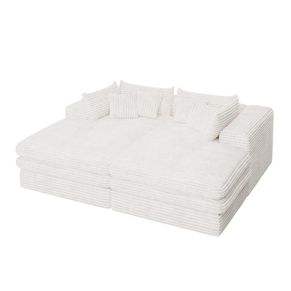 Homeroots 79" White Corduroy Sleeper Sofa 719548 - main