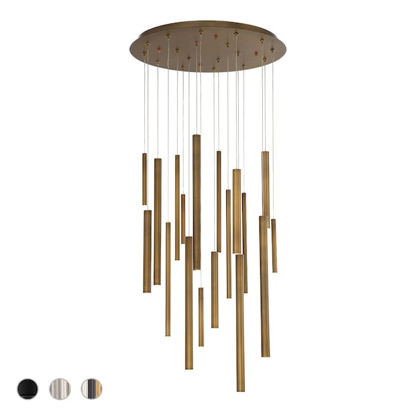 Eurofase Santana Contemporary LED Chandelier, 18-Light, 900 Lumens, Antique Brass/Antique Brass 31445-038 - main