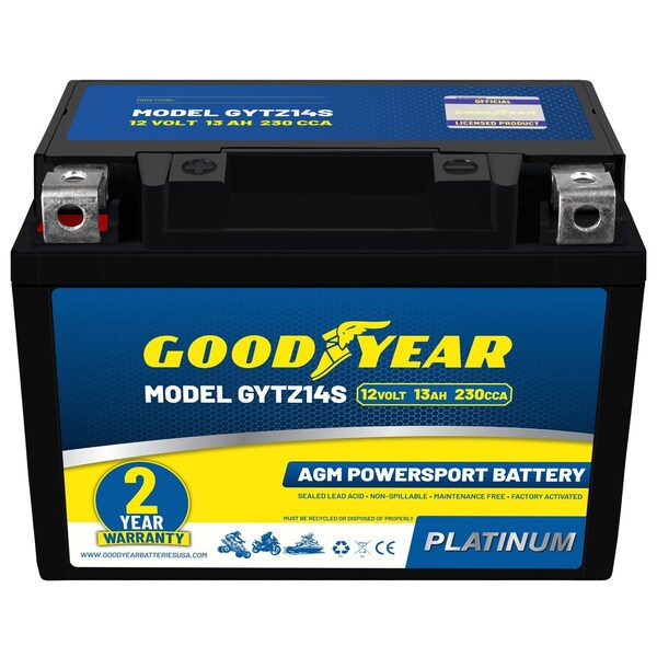 Goodyear GYTZ14S - 12 Volt 13 AH, 230 CCA, Rechargeable High-Performance, SLA - AGM Battery GY4140771 - main